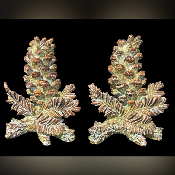 2 Large Pine Cone Branch Rustic Woodland Candle Stick Holders Table Or Mantel - Picture 1 of 6